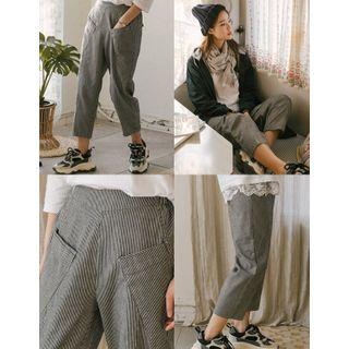 Band-waist Stripe Harem Pants