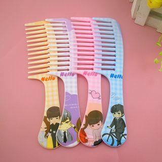 Cartoon Print Plastic Hair Comb Random - One Size