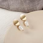 Freshwater Pearl Drop Earring 1 Pair - Gold & White - One Size