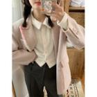 Collared Cropped Cardigan Milky White - One Size
