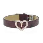 Steel / Leather Bracelet With Cubic Zirconia