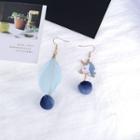 Non-matching Unicorn & Feather Dangle Earring