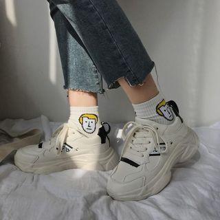 Lettering Faux Leather Chunky Sneakers