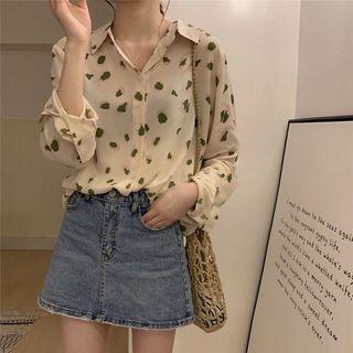 Long-sleeve Printed Shirt Almond - One Size