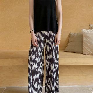 Dyed Pleated Pants Black - One Size