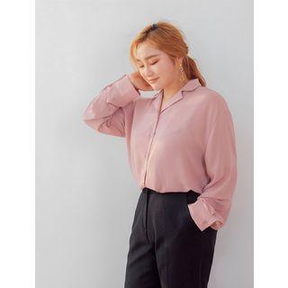 Plus Size Lapel Chiffon Shirt
