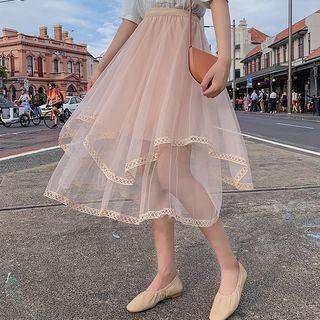 Asymmetrical A-line Mesh Skirt