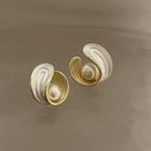 Faux Pearl Glaze Alloy Earring 1 Pair - White & Gold - One Size
