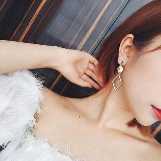 Rhombus Dangle Earring 1 Pair - Silver - One Size
