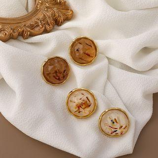 Gold Leaf Disc Alloy Earring