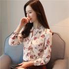 3/4-sleeve Floral Chiffon Top (various Designs)