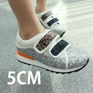 Glittered Velcro Platform Sneakers