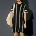 Short Sleeve Striped Polo Shirt Dress