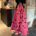 Print Midi A-line Skirt Pink - One Size