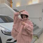 Fleece Hooded Coat / Two-tone Leggings