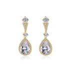 Fashion And Elegant Plated Gold Water Drop Earrings With Cubic Zirconia Golden - One Size