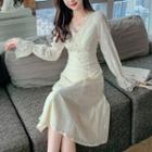 Long-sleeve V-neck Crochet Lace Dress