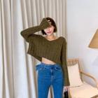 Wool Blend Cropped Knit Top