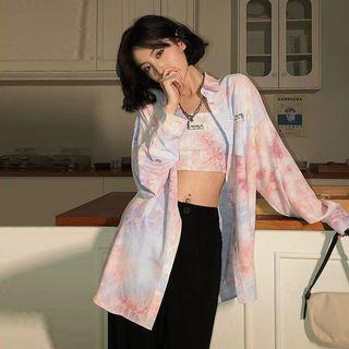 Set: Long Sleeve Tie Dye Shirt Jacket + Tie Dye Tube Top