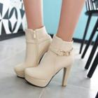 Buckled Faux-leather Chunky-heel Boots