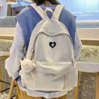 Set: Heart Embroidered Backpack + Bag Charm