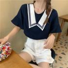 Short-sleeve Sailor Collar Blouse / Shorts