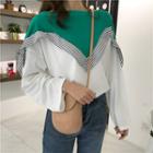 Two-tone Striped Panel Long-sleeve T-shirt
