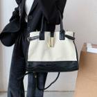 Paneled Buckled Tote Bag
