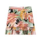 Print Shirred Mini Pencil Skirt