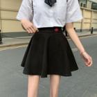 Embroidered Plain Mini Skirt