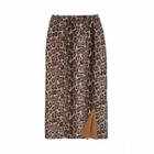 Leopard Patterned Midi H-line Skirt