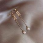 1314 Numerical Faux Pearl Dangle Earring 1 Pair - White Faux Pearl - Gold - One Size