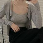 Set: Cropped Camisole + Open-front Cardigan
