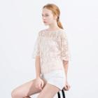 Set: Lace Short-sleeve Top + Camisole
