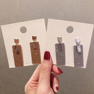 Alloy Rectangle Dangle Earring 1 Pair - E579 - Silver - One Size