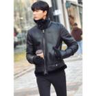 Faux-fur Lined Fuax-leather Jacket