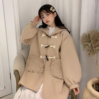 Hooded Lantern-sleeve Duffle Coat
