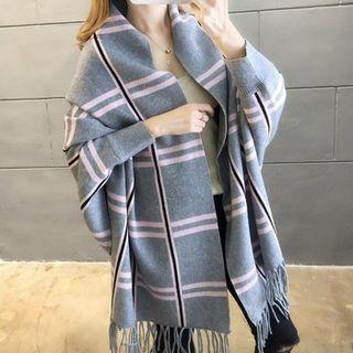 Long-sleeve Medium Long Fringe Knit Sweater Cardigan