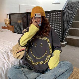 Mock Two-piece Oversized Long-sleeve T-shirt