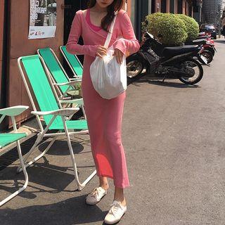 Tank Top / Long-sleeve Midi Sheath Dress