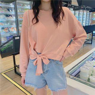 Long-sleeve Tie-waist Cropped Top