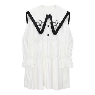 Sailor Collar Floral A-line Shirtdress