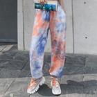 Dye Print Cropped Harem Pants As Shown In Figure - One Size