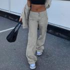 Plain Wide-fit Straight Leg Pants