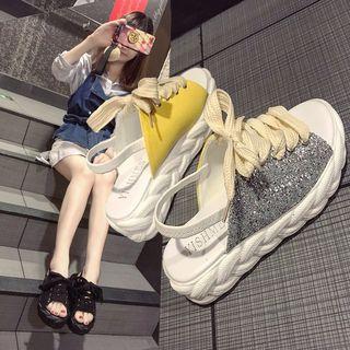Peep Toe Two Tone Slingback Sandals