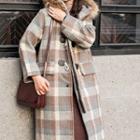 Color-block Plaid Single-breasted Long-sleeve Coat