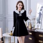 Frilled Collar Tie-neck Mini A-line Dress