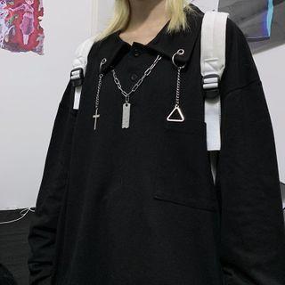 Chain Long-sleeve Polo Shirt