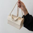 Faux Pearl Strap Box Crossbody Bag