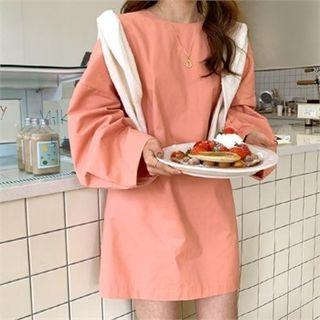 Puff-sleeve Button-back Dress